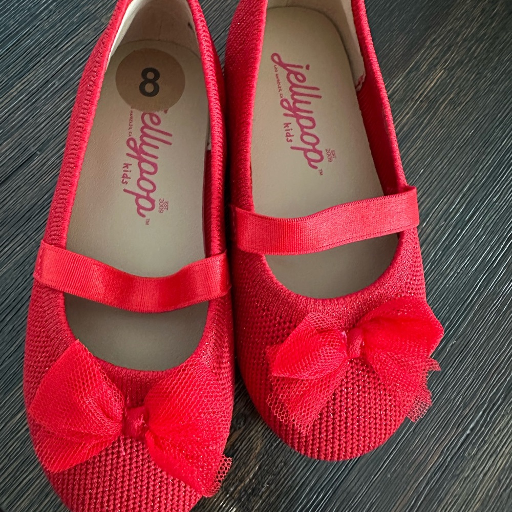 Jellypop Kids Sparkly Red Bow Dress Shoes